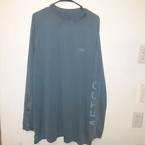 Aftco Shirt Mens 2XL Blue Aftech Performance Fishing Wicking Stretch Outdoor